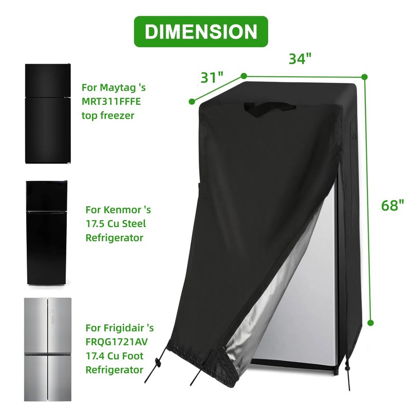 Guisong Refrigerator Cover, Waterproof&Dustproof Cover for Protecting Upright Freezers/Beverage Refrigerator-Suitable