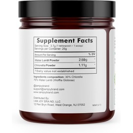 I Am Joy co. Water Lentil Protein Powder | Best Source of B12 Vitamin | aka Duckweed | with Chlorella | Sugar Free | Rapid Energy Booster | Sustainably Farmed | 100% Recyclable 10oz Jar