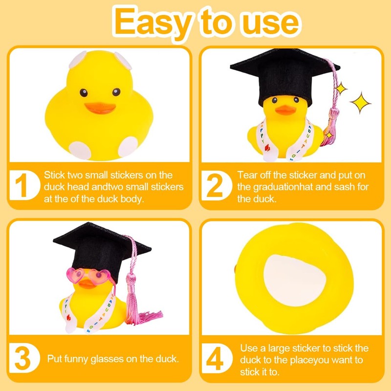 NHQZ Funny Academic Rubber Duck with Diploma, Mini Graduation Duck