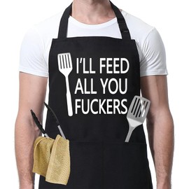 Funny Cooking Aprons for Men, Dad, Husband, Fathers Day Grilling Gifts for Papa, Funny Dad Gifts, Cool Birthday Presents for Him Brother Boyfriend, Kitchen BBQ Chef Grilling Apron with Pockets