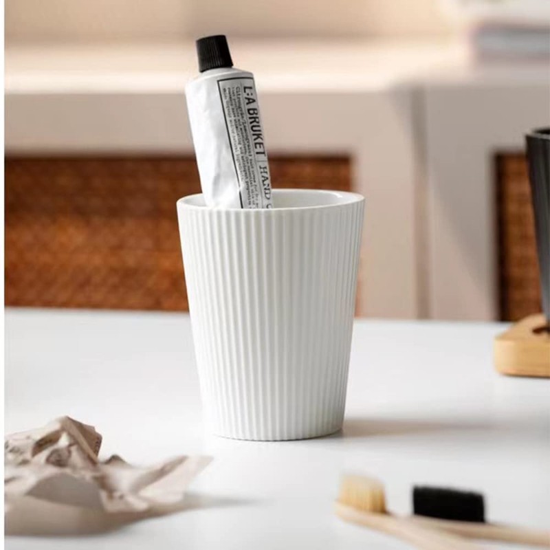 Simple vertical pattern ceramic wash cup couple mouthwash cup hotel
