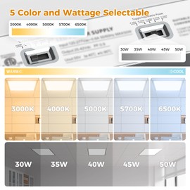 Aphyni 1 Pack 2x2 LED Flat Panel Light, 5CCT Selectable 3000/4000/5000/5700/6500K, 30/35/40/45/50W 5500Lm 0-10V Dimmable 2x2FT LED Troffer Light Drop Ceiling for Commercial Office