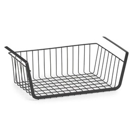 Zeller 27405 Under-Shelf Shelf, Metal, Black, Approx. 41 x 26 x 15 cm, Hanging Basket Made of Metal Cupboard Organiser for Shelves, Under-Cabinet Kitchen Pantry
