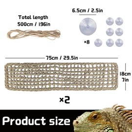 2 Pieces Bearded Dragon Hammock Large, 30" x 7" Reptile Hammock, Lizard Hammock,Bearded Dragon Climbing Habitat Tank Accessories,Reptile Bridge for Chameleon Hermit Gecko Snakes
