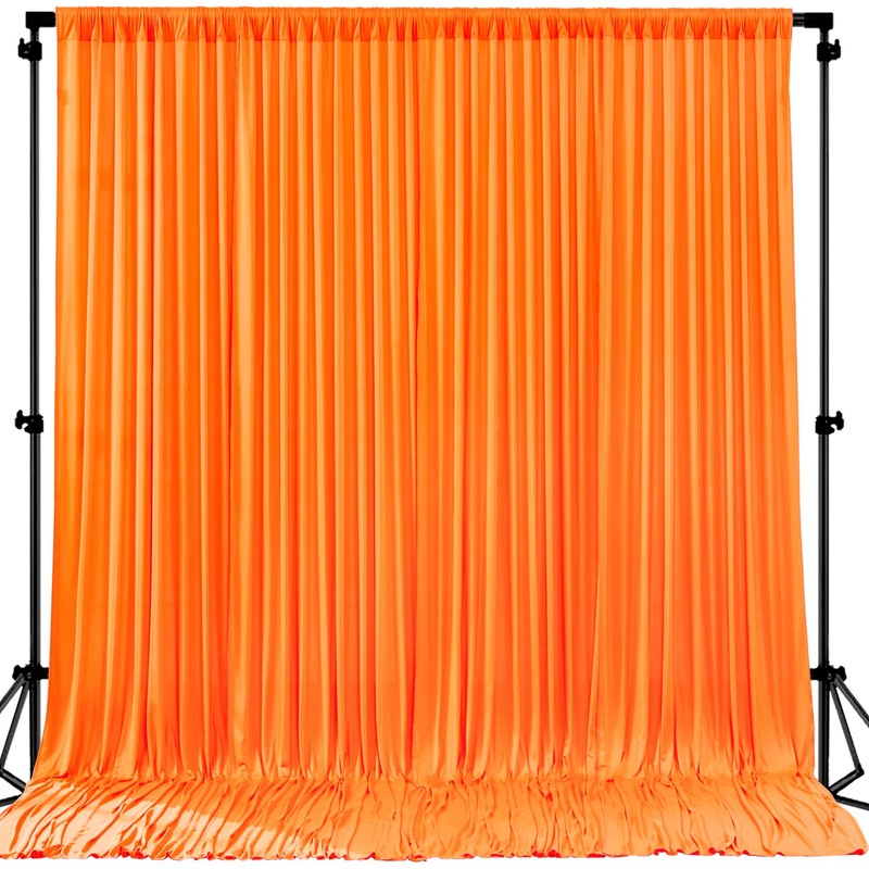 Orange Backdrop Curtain 4 Panels-Wrinkle-Free Orange Curtains Polyester Photography Drapes