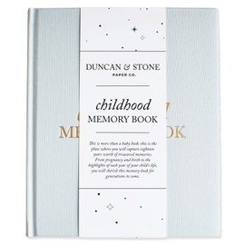 Childhood Memory Book - Elegant Child Memory Book For Kids Till Age 18 W/Guided Prompts, & More - Childhood Memory Journal (175 Pages, Sky Blue)