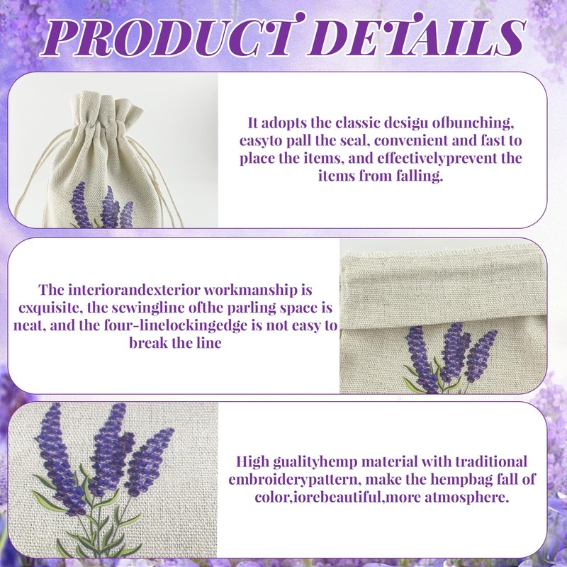 10 Pezzi Sacchettini per Lavanda Vuoti, Borsa Profumati Lavanda in