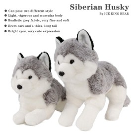 ICE KING BEAR Lifelike Siberian Husky Stuffed Animal - Plush Toy - 14 Inches Length
