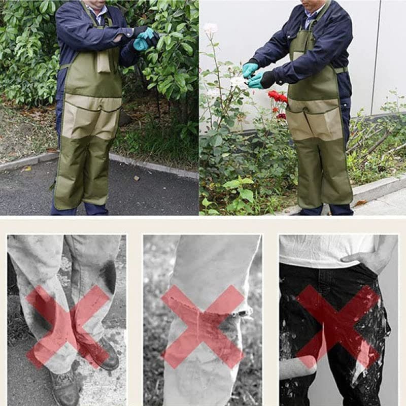JIAGUTRAD Garden Apron,Waterproof Work Utility Apron Multi Pockets Leg Protect
