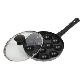 Satre Online And Marketing Non Stick Aluminium Appam Maker Pan with Glass Lid, Black