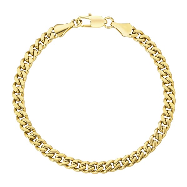 KRKC Men's Bracelet, 14K Gold Plated/Silver Colour 3/5/7/9 mm Stainless