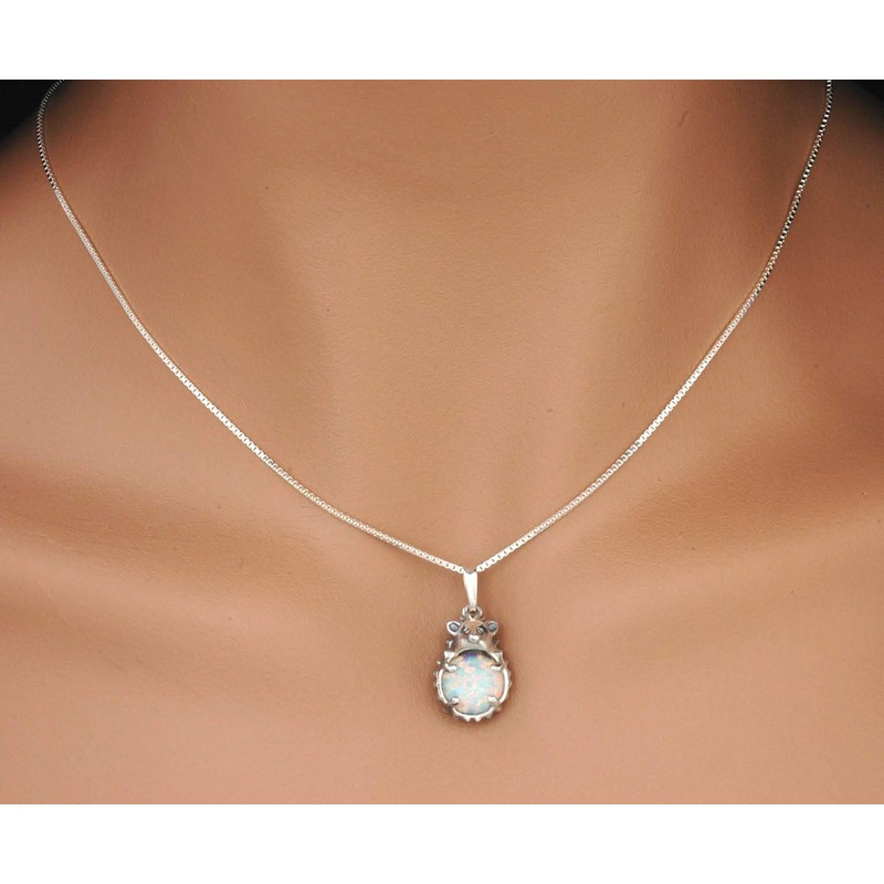 Solid Sterling Silver OPAL HEDGEHOG Pendant & Optional Necklace (Handmade