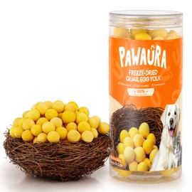 Pawaura Freeze Dried Quail Egg Yolk Cats & Dogs, Treats, 10.58 oz, Single Ingredient, Freeze-Dried Pet Food for Dogs, Cats, No Additives | Grain Free | Support for Skin and Coat Health