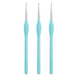 sourcing map 3pcs Detail Paint Brushes 6mm Pointed Tip 178mm Length Nylon Hair Miniature Painting Brushes for Watercolor Oil Acrylic Painting(00000#), Blue