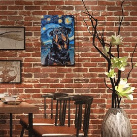 Ymyoo Metal Sign Vintage Tin Sign Rottweiler Starry Night Rottweiler Loyal Rottweiler in Night for Home Security and Seasonal Celebrations Corrosion Resistant Aluminum 8×12 Inches