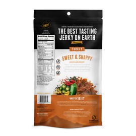 Perky Jerky Sweet and Snappy Turkey Jerky, 14oz - Low Sodium - 10g Protein per Serving - Low Fat - 100% U.S. Sourced - Tender Texture and Bold Flavor