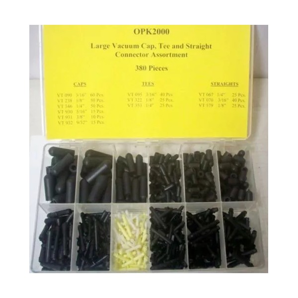 OMEGA Assortment Kit 380 Pc Vacuum Caps w Tee and