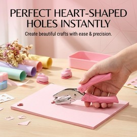 1/4 Inch Heart Shaped Hole Punch 2Pcs Hand Held Single Paper Puncher Shape