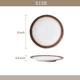 FYUEROPA Ceramic Plates Set Dessert Salad Plates, Dishwasher, Oven, and Microwave Safe, Scratch Resistant, Porcelain Dinner Dishes, 8 Inch - Set of 4