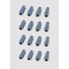 16 Pack 1/4-28 X 7/8" Long Fine Thread Hex Coupling Nut with Zinc Plate