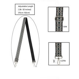 LVYOUME Crossbody Straps for Purses Silver Hardware Purse Strap Wide Shoulder Strap Adjustable Replacement,Retro Jacquard Embroidery for Shoulder Bags