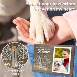 Homeny Dog Memorial Picture Frame with Paw Prints, Pet Loss Remembrance Photo Frame, Sympathy Gifts with Urns for Dogs Ashes, Thoughtful Gift for Dog Death, Fur Baby Dog Bereavement Gifts (Brown2)