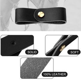 Chunful 6 Pcs Leather Halter Replacement Leather Breakaway Strap for Horses (Black)