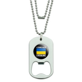 GRAPHICS & MORE I Stand with Ukraine Military Dog Tag Bottle Opener Pendant