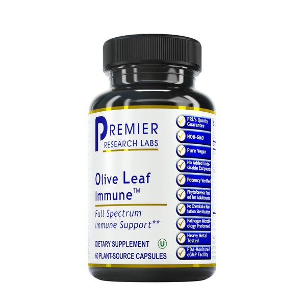 Premier Research Labs Olive Leaf Immune - Supports Immune & Cardiovascular Health - Features Turkey Tails, Reishi, Chlorella, Turmeric, Clove & Olive Leaf Extract - 60 Plant-Source Capsules