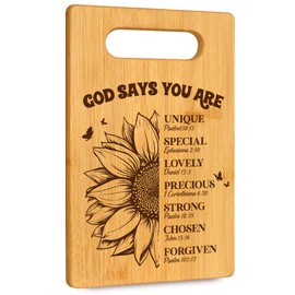 Christian Cutting board Gifts for Women, Inspirational Religious Gifts for Women Christian, Unique Sunflower Decor Bamboo Cutting Board Gifts for Daughter, Bestie, Mother, Sister, BFF