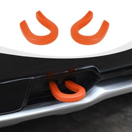 RAZPOY Tow Hook Cover fit for Chevy Silverado 1500 2007-2024, Front Bumper Tow Hooks Rubber Accessories, Orange