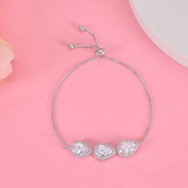 DHQH Bridesmaids Gift Silver Tennis Bracelets for Women Set of 6 Bridesmaid Bracelet 18K Gold Plated Teardrop Bracelet Wedding Bridesmaid Proposal Bracelets for Party Prom, 8 5 inch, Cubic Zirconia Copper, Cubic Zirconia