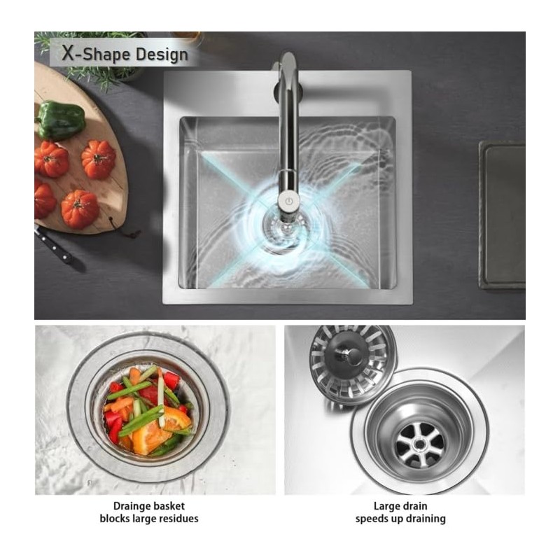 Beleeb 15 Inch Drop In Bar Sink，18-Gauge Small Kitchen Sink