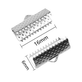 TOAOB 100pcs 16mm Silver Tone Ribbon Crimp Clasp Ends Cord Pinch Fasteners for Leather Jewellery Making Accessories DIY Bracelet