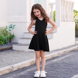 DREAM BUS Baby Girls Sleeveless Dress Toddler Girls Summer Dress A-Line Holiday Sundress for Little Girls Toddler Beach Dress Black