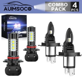 AUIMSOCO For Toyota Tundra Pickup 2000-2006 LED Headlights Hi/Lo Beam Fog Light Combo Kit