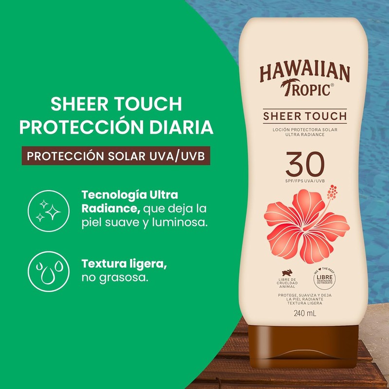 Hawaiian Tropic Sheer Protector Solar 30 FPS Loción de 240ml