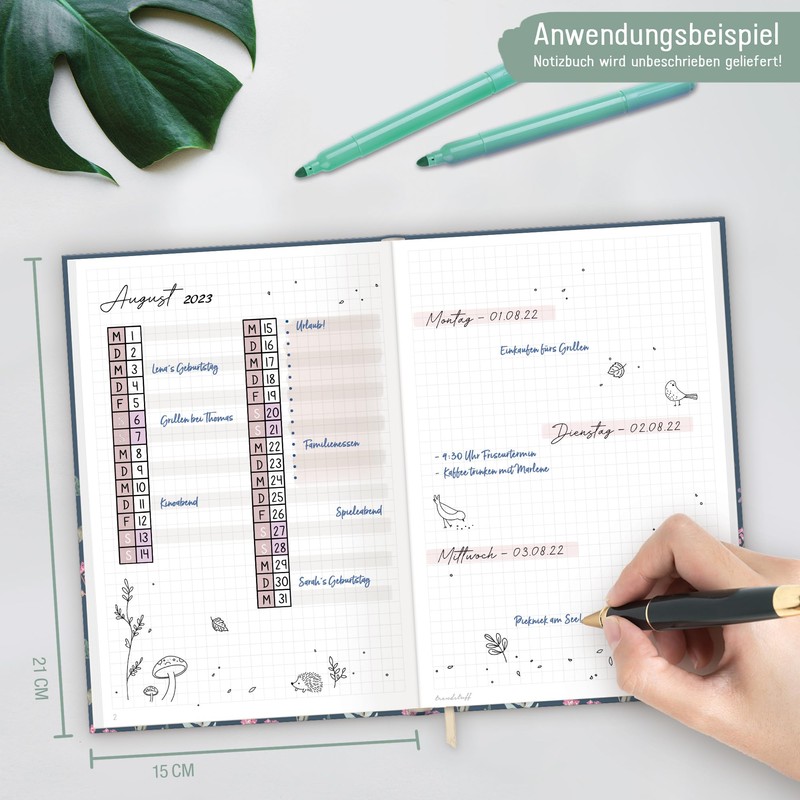 Notebook A5 Squared [Flying Flowers] | 124 Pages, 62 Sheets