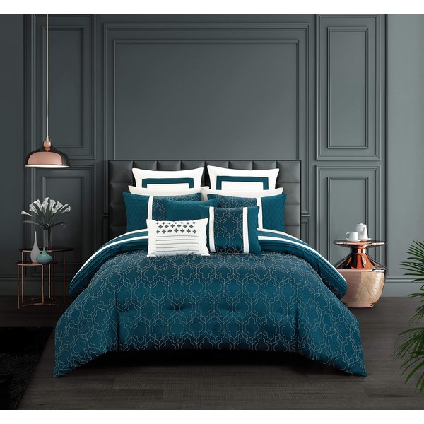 Chic Home Arlow 8 Piece Comforter Set Jacquard Geometric Quilted