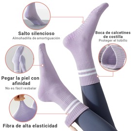 VIDA4U 8 pares Calcetas Pilates para Mujer, Calcetines Yoga para Mujer, Calcetas Antiderrapantes, Calcetines Transpirables para Fitness
