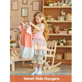 HOUSE DAY 14 Inch Kids Velvet Hangers 50 Pack, Durable Big Kid Hangers for Youth, Non Slip Kids Felt Hanger, Cute Childrens Hanger for Closet, Beige