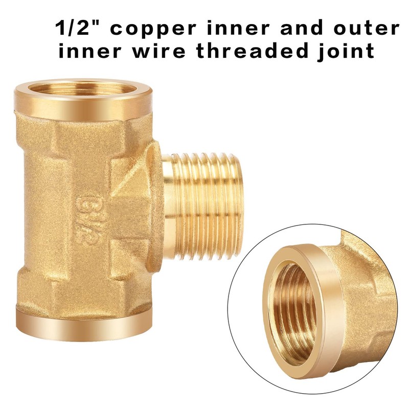 Nutmanel Brass T-piece 1/2 inch, brass T-piece, female thread/female thread,