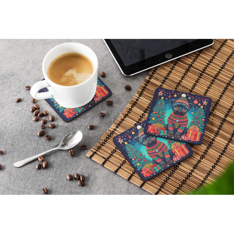 Affenpinscher Christmas Foam Coasters