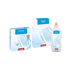 Miele 99997795 UltraTabs All in 1 Dishwasher Set, 60 x UltraTabs Detergent Tablets, 1.5 Kg Salt and 500 ml Rinse Aid for Optimum Wash and Dry