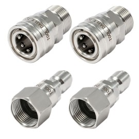 Tool Daily Pressure Washer Adapter Set with Swivel, M22 14mm to 3/8" Quick Connect, Stainless Steel Quick Disconnect Swivel for Power Washer Hose, 5000 PSI, Pack of 2