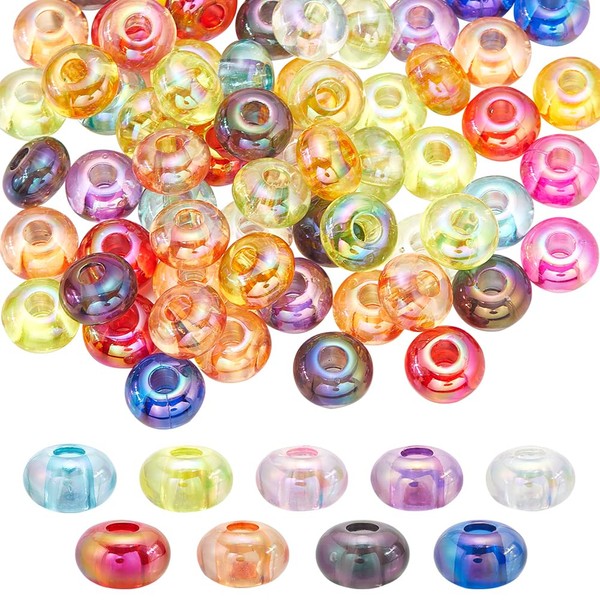 SUNNYCLUE 1 Box 100Pcs 14mm Lentil Beads Acrylic Abacus Beads