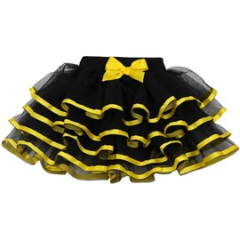 Tortoise & Rabbit Little Girls and Big Girls Tulle Tutu Skirt,Black+Yellow,9-12 Years