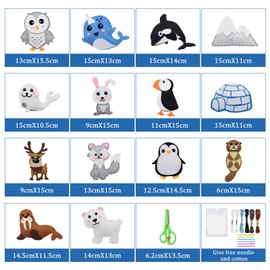 CONNECTION DIY Sewing Kit Children's Sewing Fun for Children Sewing Kit Animal Shapes Felt Craft Set Sewing Child Felt Animals Sewing Set with Scissors Colourful Plastic Needles Embroidery Thread