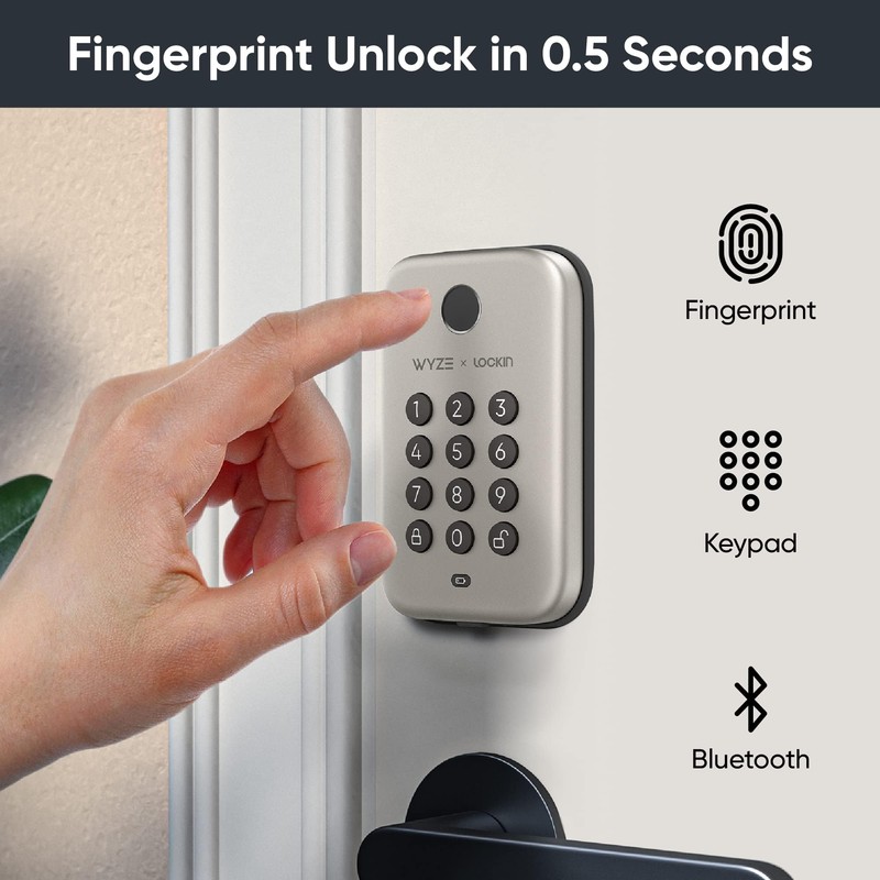 Wyze Auto-Lock Bolt, Fingerprint Unlock with Keypad, Electronic Entry Door