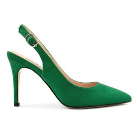 JOY IN LOVE Womens Slingback High Heels Stiletto Pointed Closed Toe Pumps Green Suede 6 US